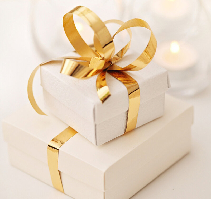 Gift Boxes with Gold Ribbon