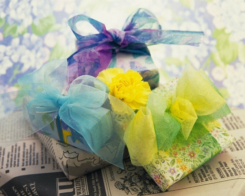 Gift Boxes with Ribbons — Blue, Festive, Photograph