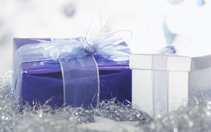 Gift Boxes with Ribbons — Blue, Festive