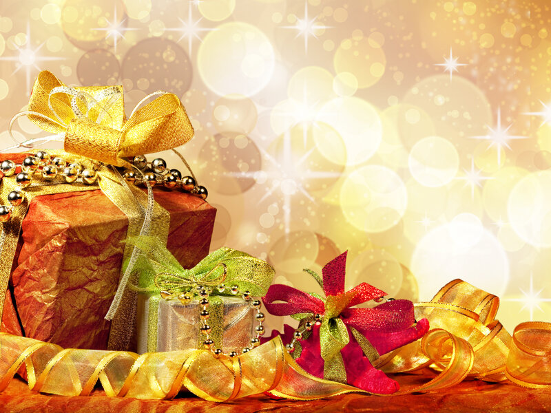 Gift Boxes with Ribbons — Gold