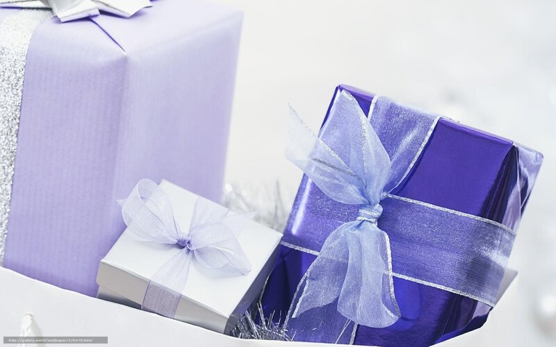 Gift Boxes with Ribbons — Purple, Festive, Photograph