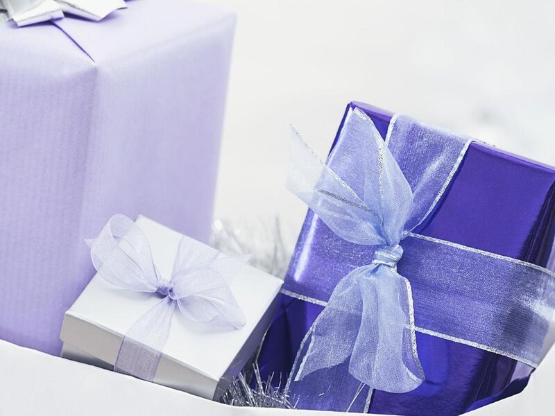 Gift Boxes with Ribbons — Purple, Festive