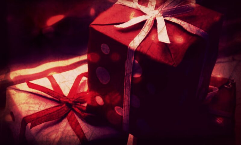 Gift Boxes with Ribbons — Red, Festive, Night
