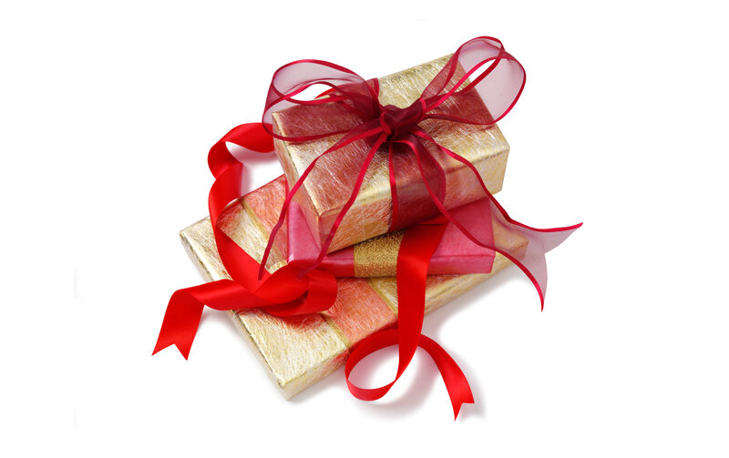Gift Boxes with Ribbons — Red, Festive, Photograph