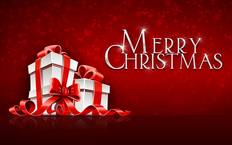 Gift Boxes with Ribbons — Red, Festive, Winter, Digital Art