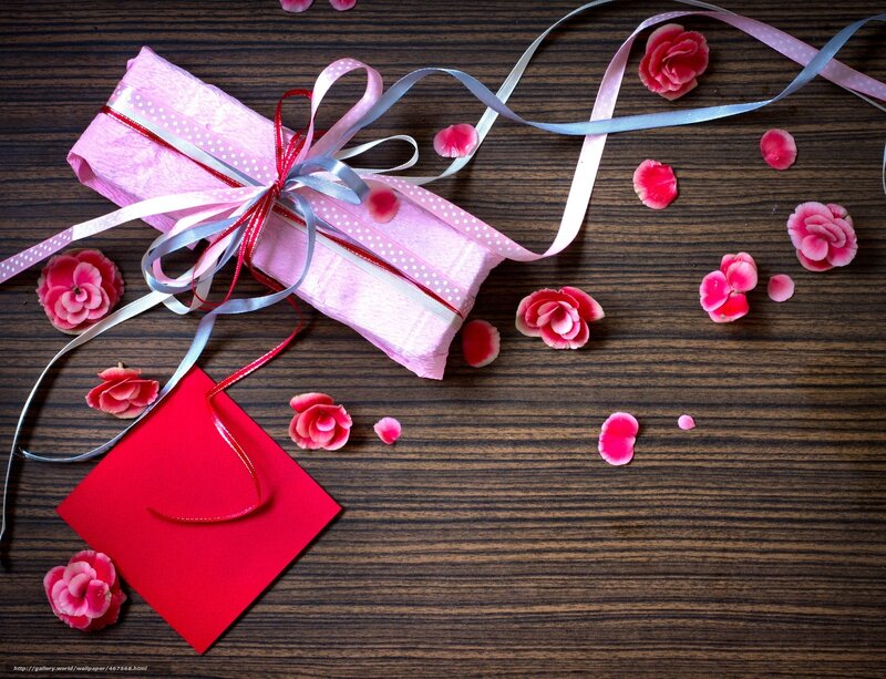 gift with flowers and ribbon
