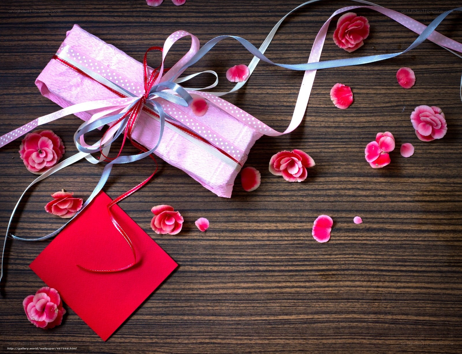 gift with flowers and ribbon