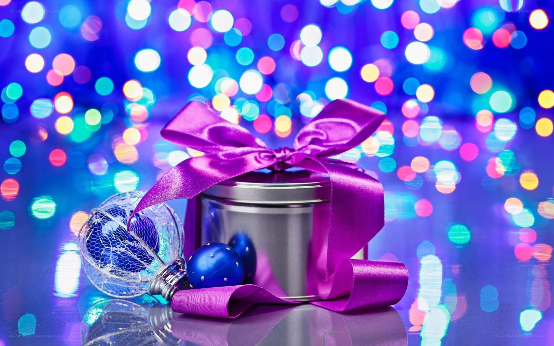 Gift with purple ribbon