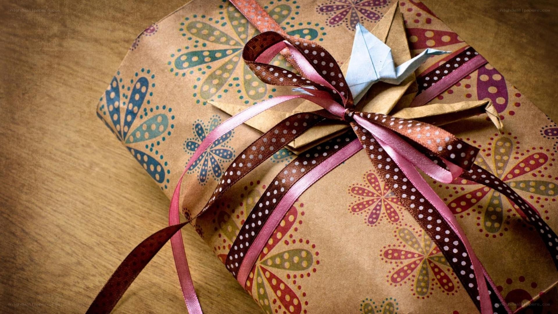 gift wrapped with origami crane