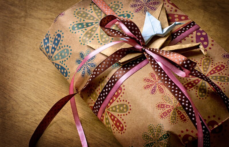 Gift Wrapped with Ribbon — Brown