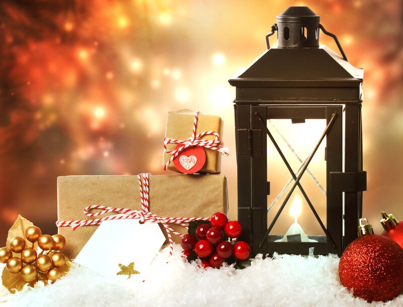 Gifts and Lantern in Snow