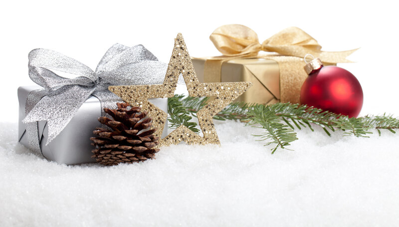 Gifts and Ornaments in Snow
