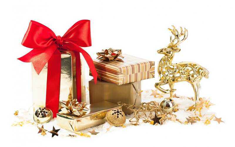 Gifts and Reindeer Figurine