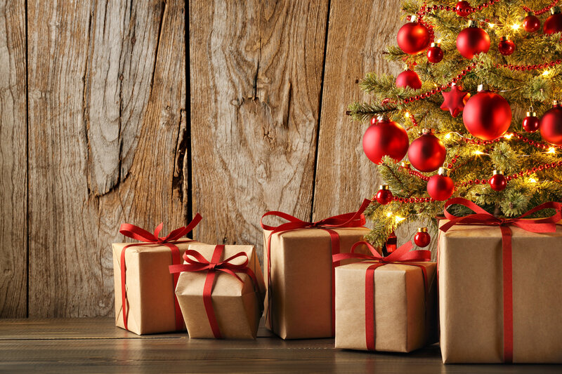Gifts under Christmas Tree — Brown
