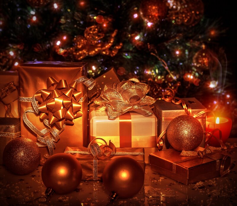 Gifts under Christmas Tree — Gold