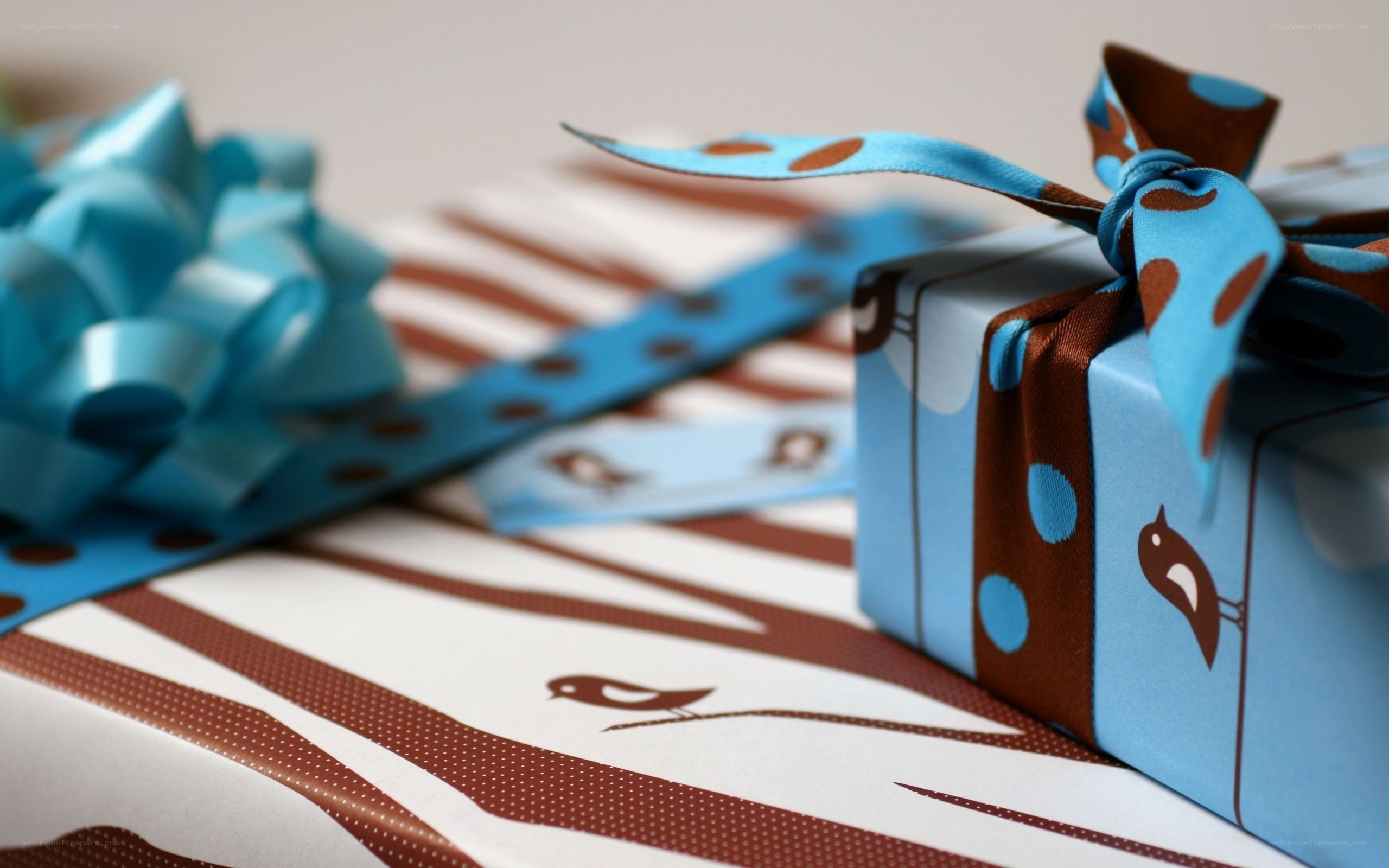 gifts with blue ribbons