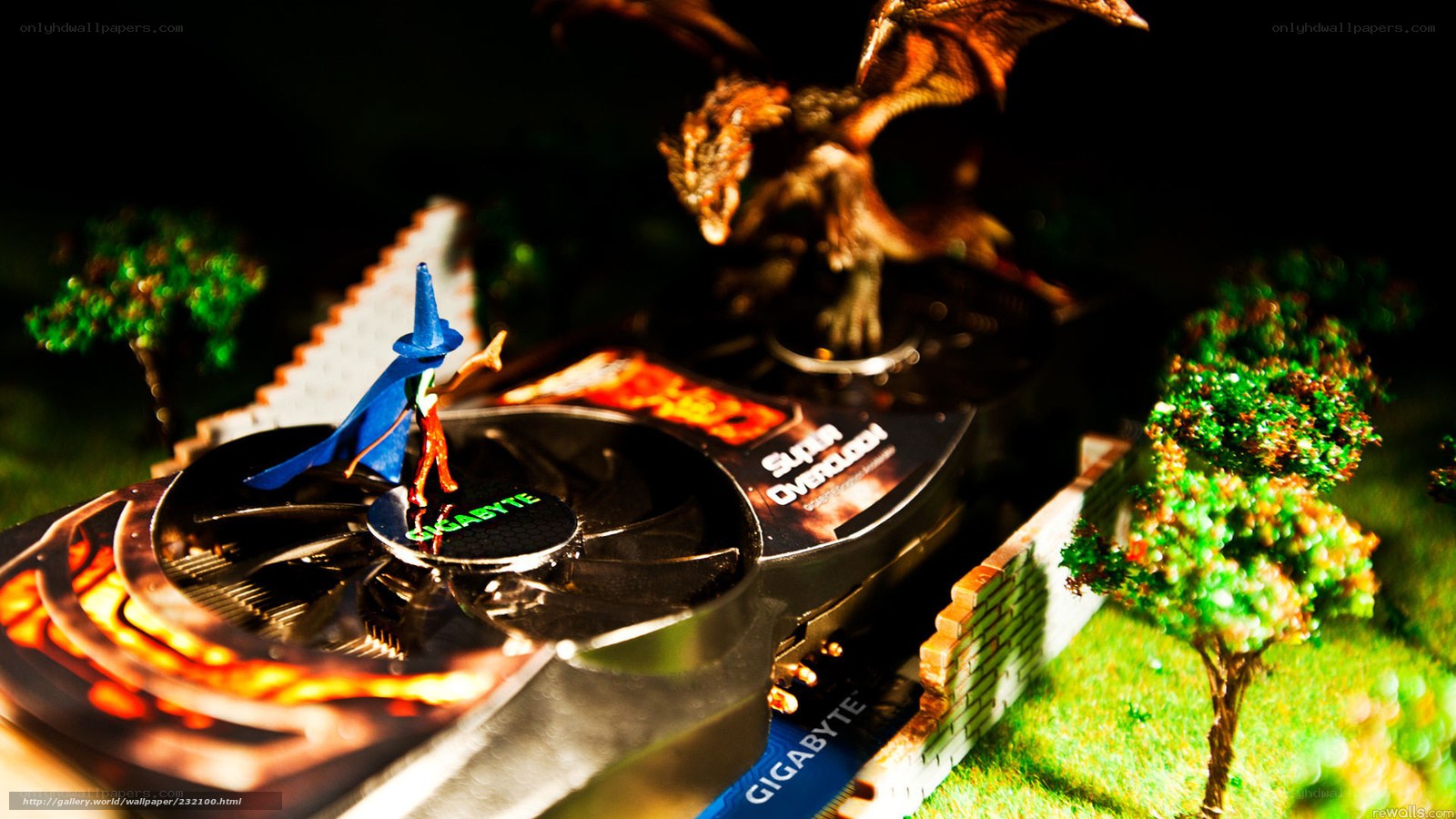 Gigabyte graphics card with fantasy figures