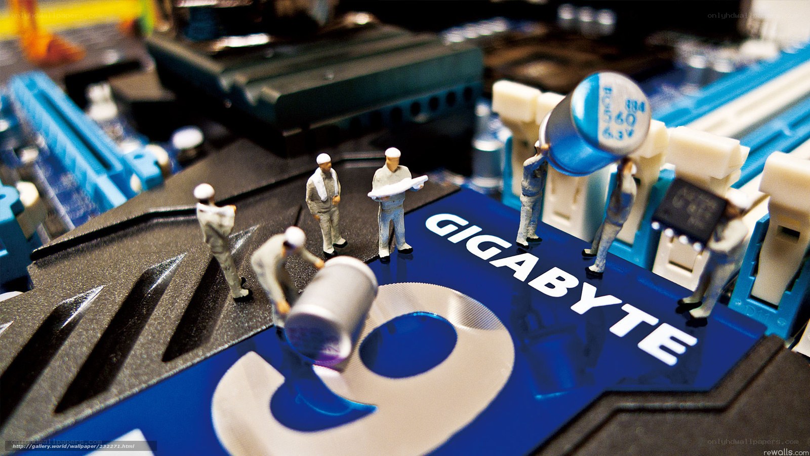 Gigabyte motherboard with mini figures