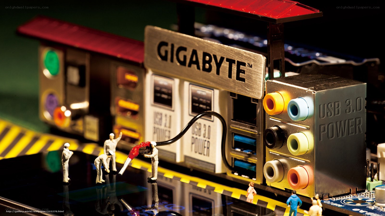Gigabyte motherboard with miniature figures