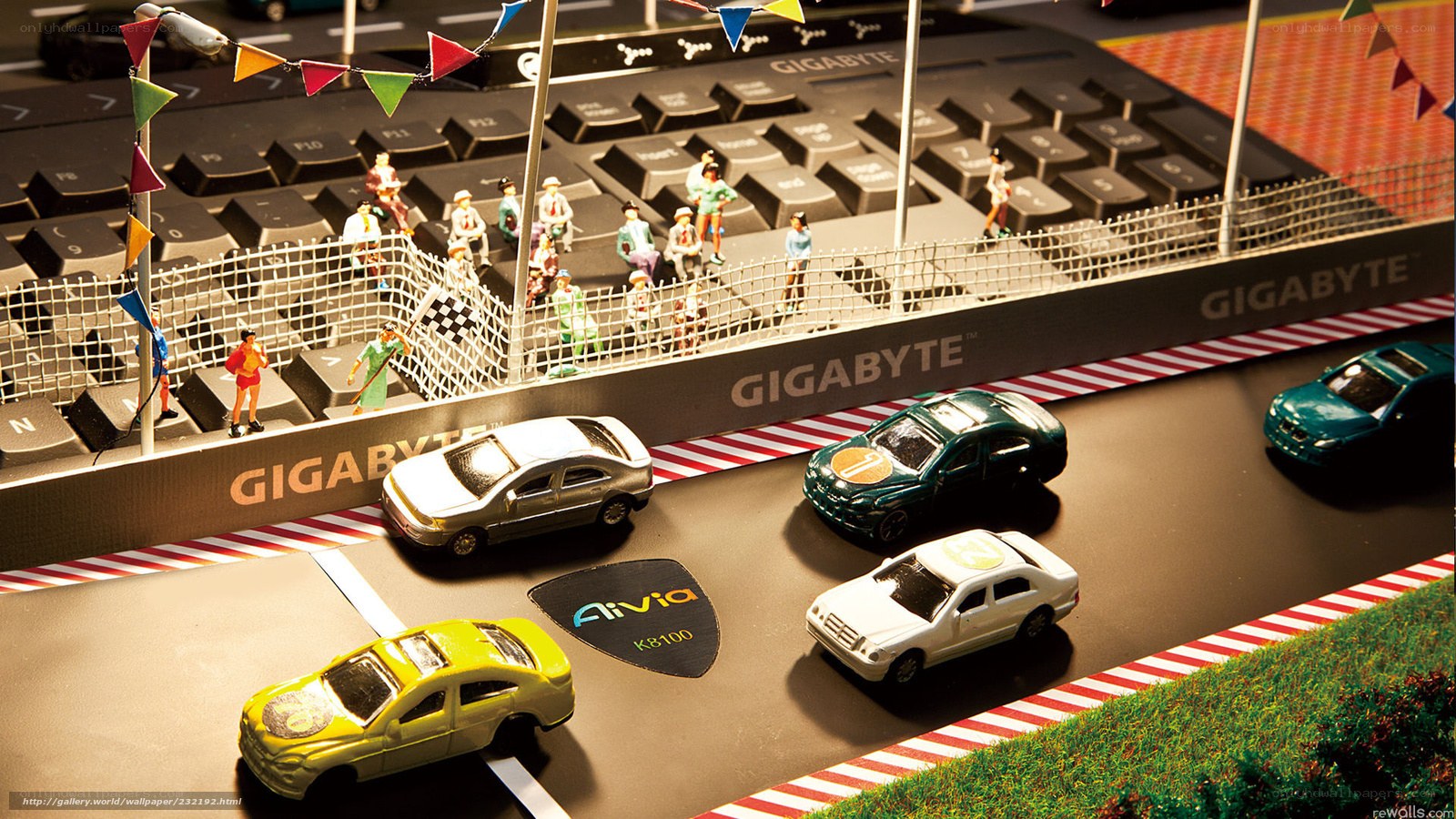 Gigabyte race track with toy cars