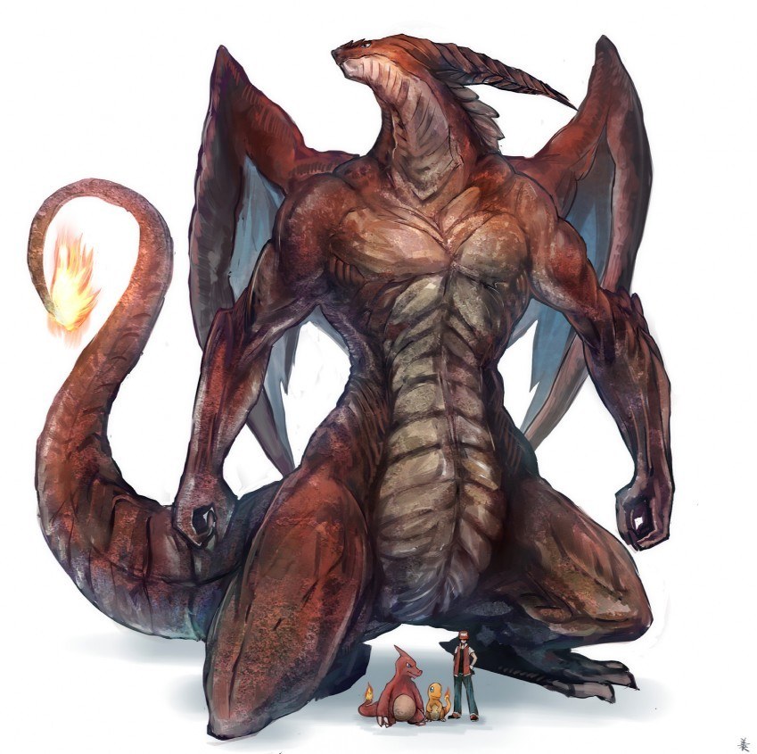 gigantic dragon with trainers
