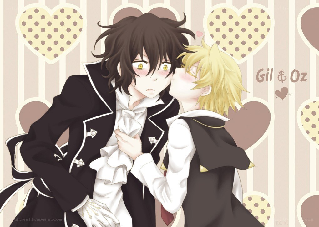 Gil and Oz sharing a kiss