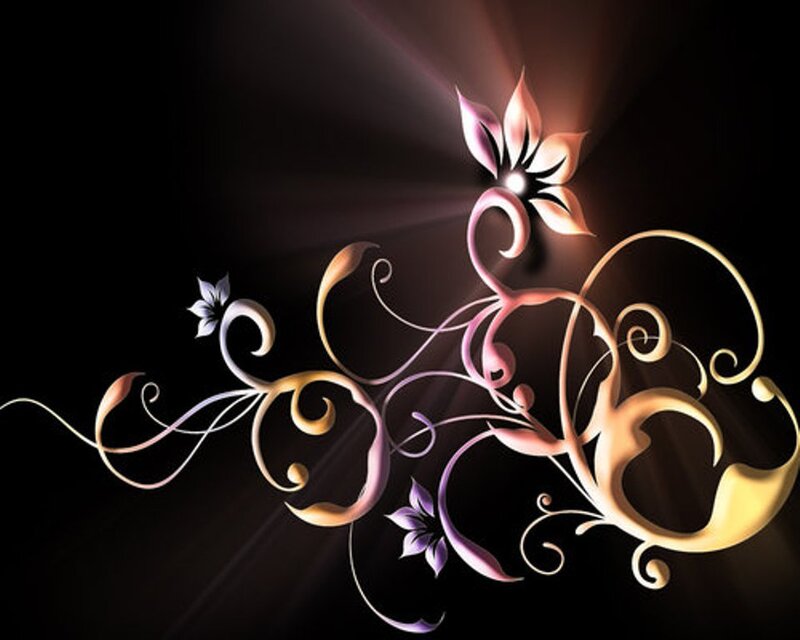 Gilded floral swirls on dark background