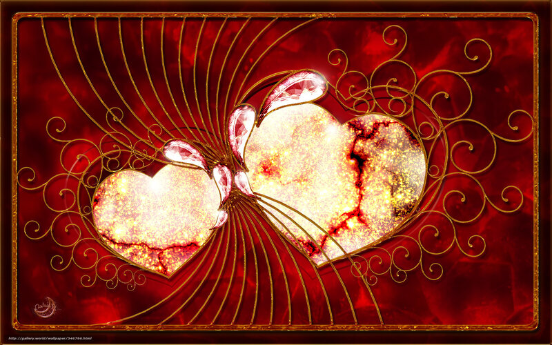 Gilded hearts with crystals