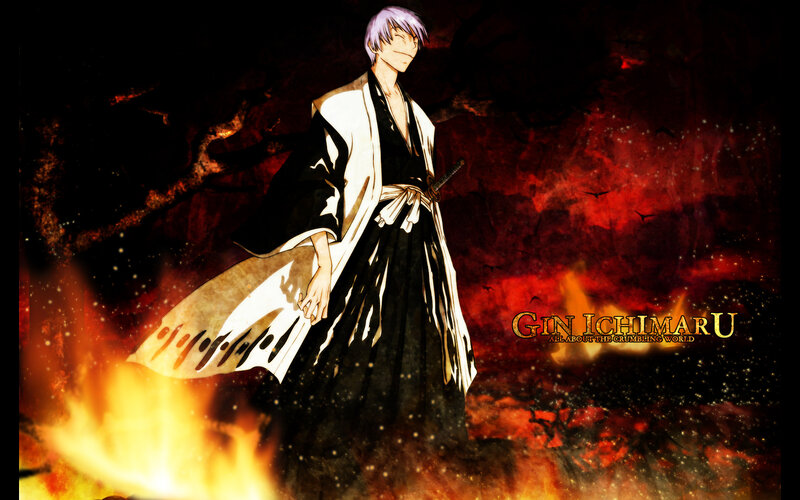 Gin Ichimaru in a fiery scene