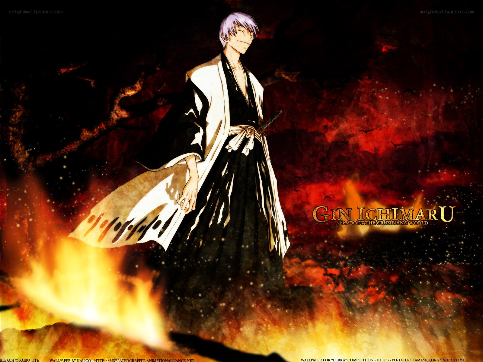 Gin Ichimaru in fiery landscape