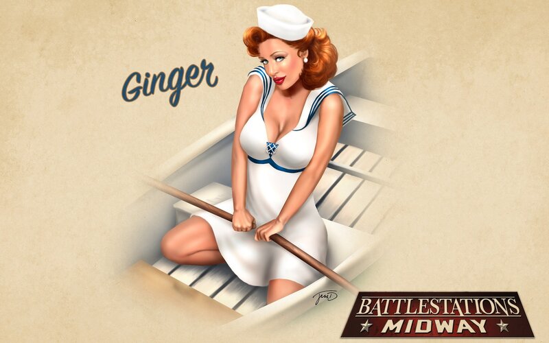 Ginger in a sailor outfit