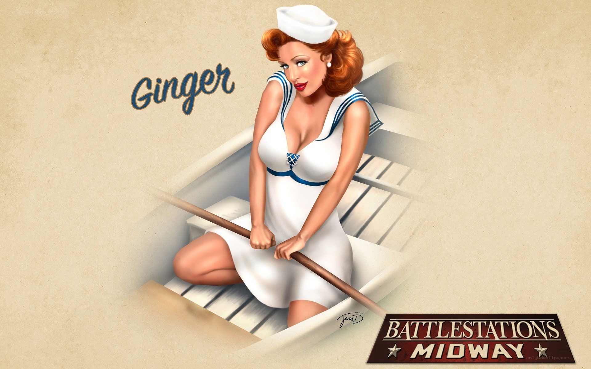 Ginger in a sailor outfit