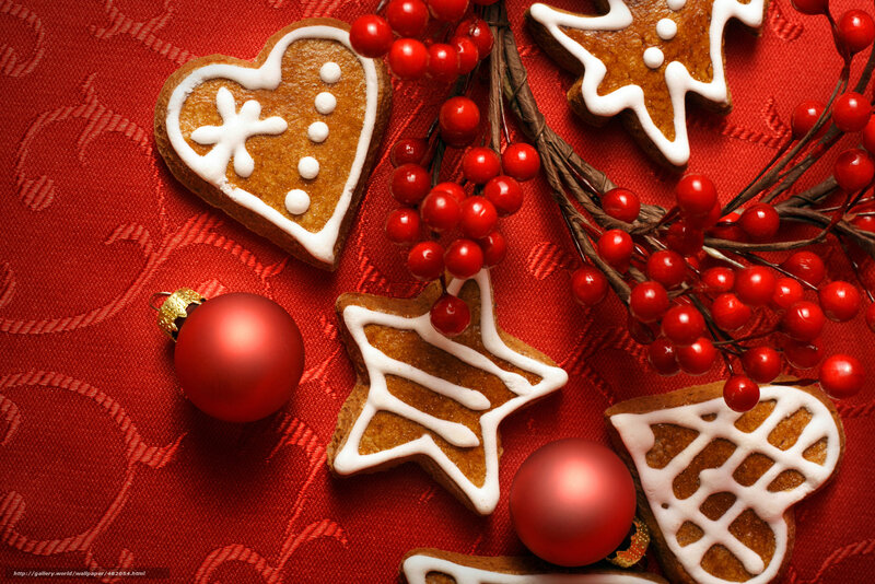 Gingerbread Cookies and Ornaments — Red, Festive