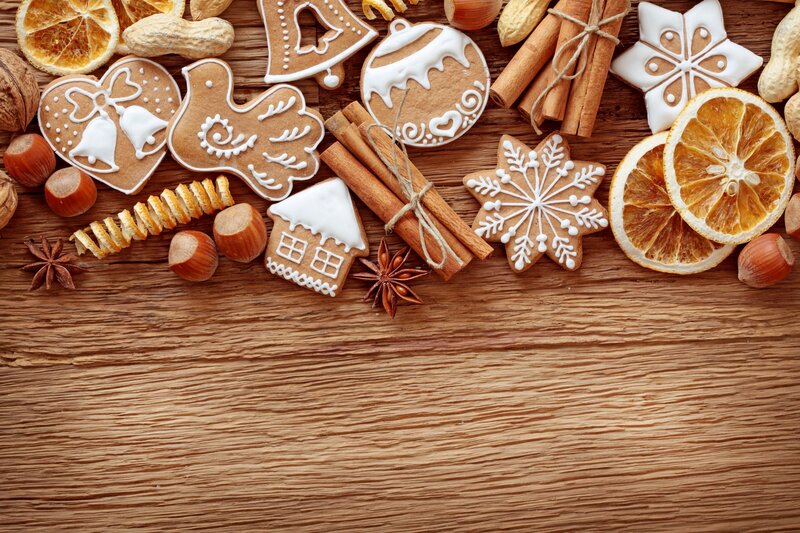 Gingerbread Cookies and Spices — Brown, Cozy, Winter, Photograph, Dried Oranges