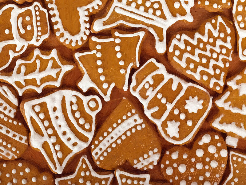 Gingerbread Cookies — Brown, Festive, Winter, Painting