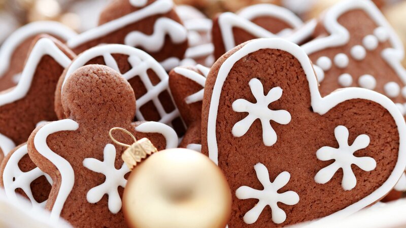 Gingerbread Cookies — Brown, Festive, Winter, Photograph, Heart Shapes