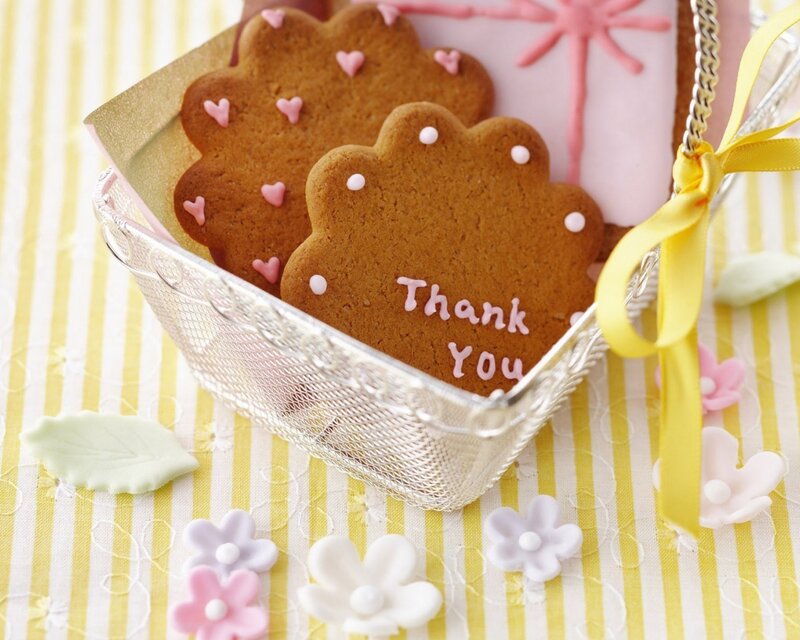 Gingerbread Cookies in Basket — Yellow, Sweet, Photograph