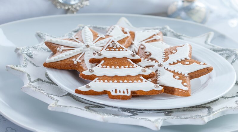 Gingerbread Cookies on Plate — White
