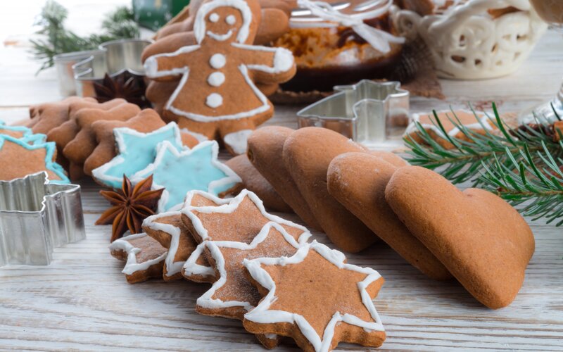 Gingerbread Cookies on Table — Brown, Festive