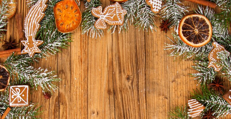 Gingerbread Cookies on Wood — Brown, Festive, Winter, Photograph