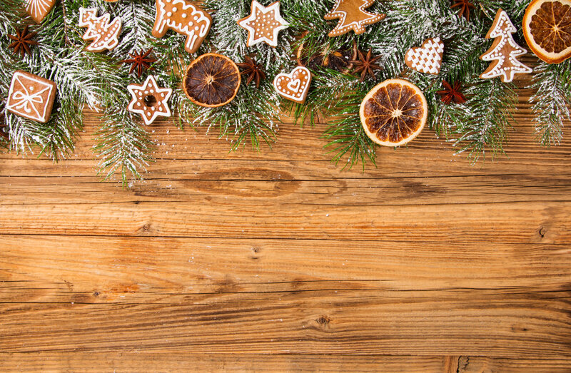 Gingerbread Cookies on Wood — Brown, Festive, Winter