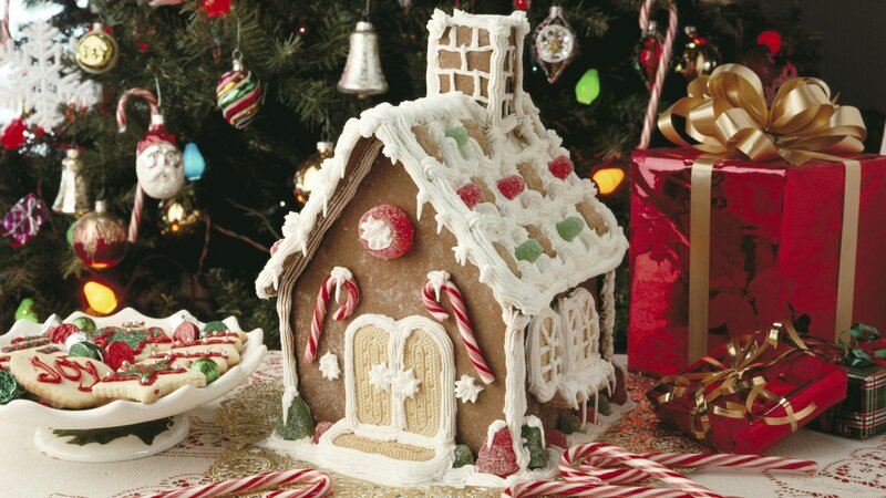 Gingerbread house and holiday treats