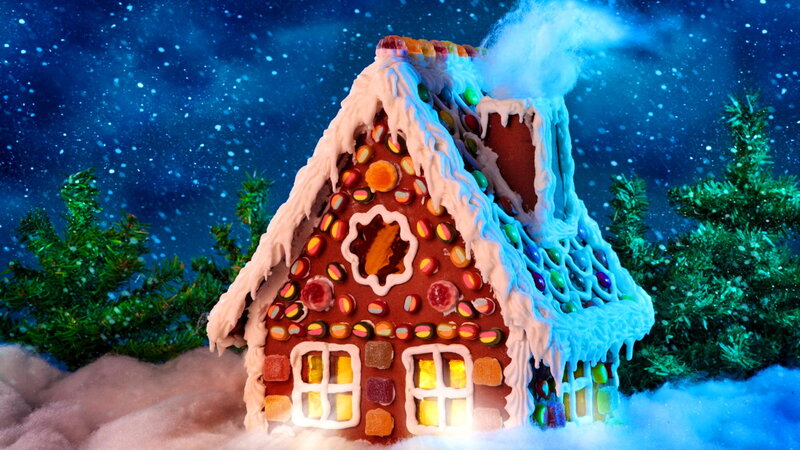 Gingerbread House — Blue, Festive