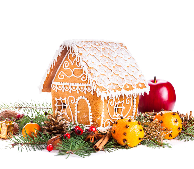 Gingerbread House — Brown, Festive, Winter, Photograph, Apple
