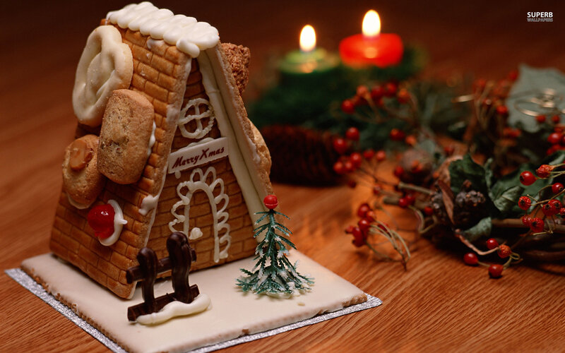 Gingerbread House — Brown, Festive, Winter, Photograph, Candles
