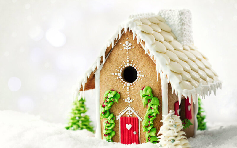 Gingerbread House — White, Festive, Winter, Photograph