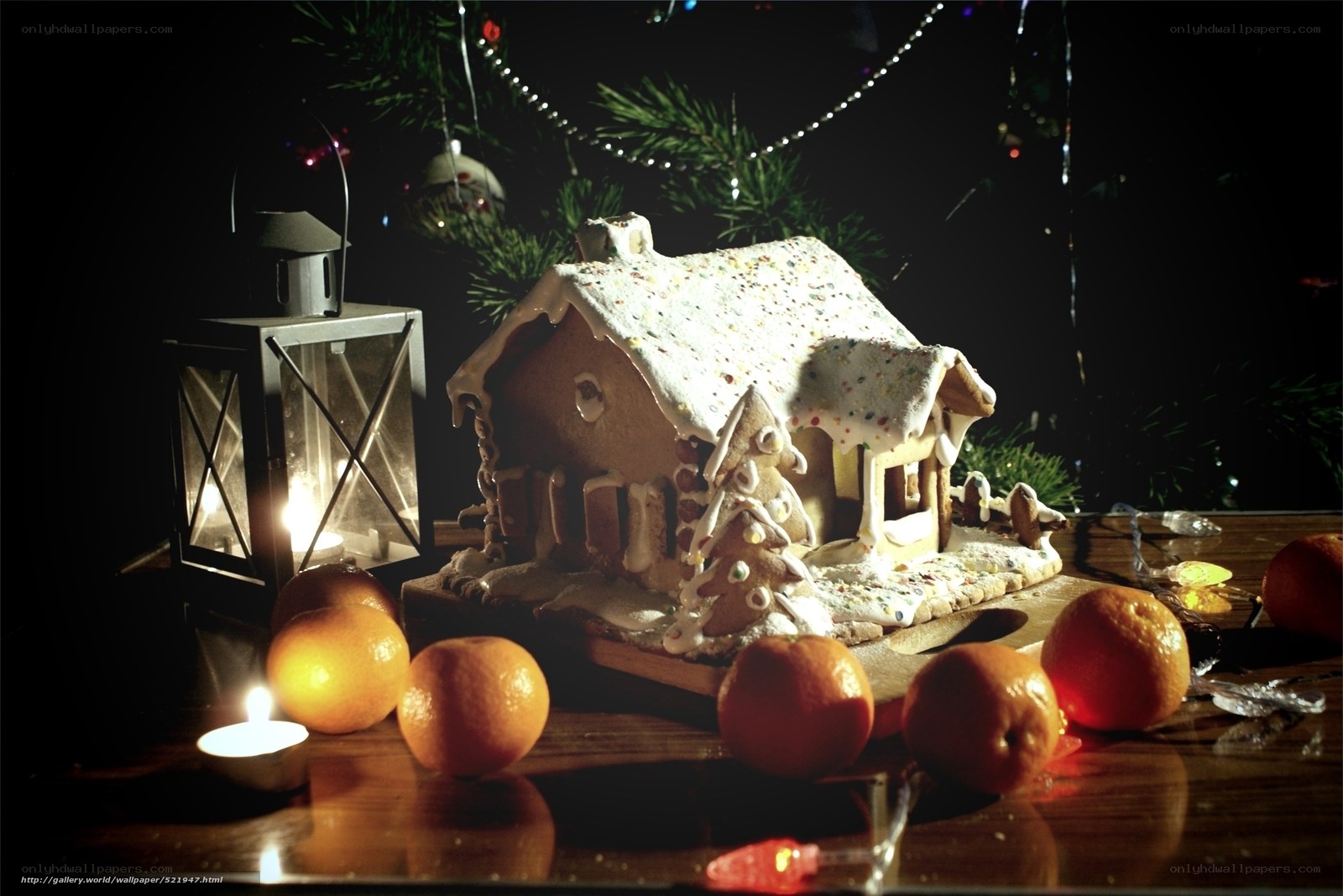 Gingerbread house with candles