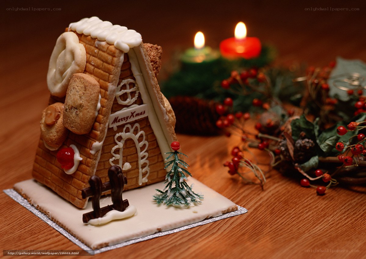 Gingerbread house with candles
