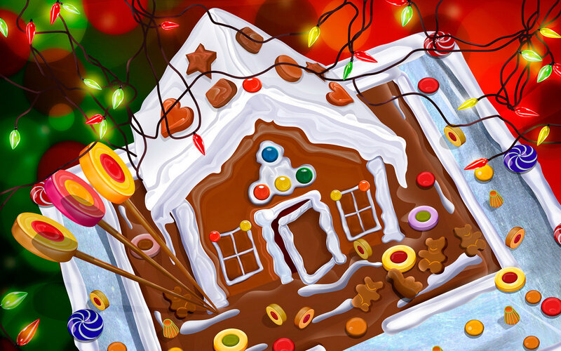 Gingerbread House with Candy — Brown