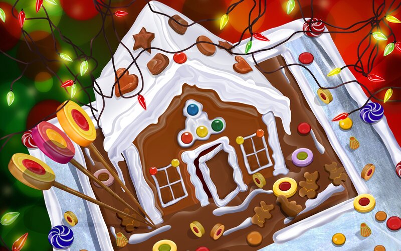 Gingerbread house with candy decorations